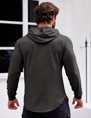 Coofandy Men'S Gym Workout Hoodie Long Sleeve Athletic Hooded Sweatshirts Muscle Fit Active Pullover For Men thumb #2