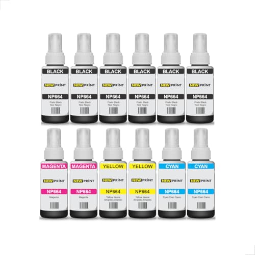 12x Tinta Compatível Epson 664 L395 L355 L365 L375 Cmyk