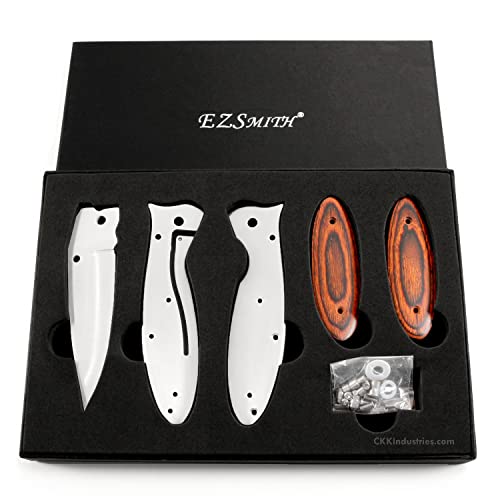 EZSMITH Framelock Knife Making Kit - Model FL005 - DIY Folding Knife Parts Kit - (w/Cocobolo Dymondwood Handles) - (Gift Boxed) - USA Design - (by KnifeKits)