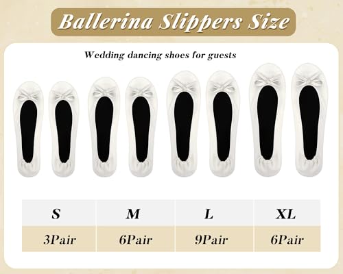 Image of Jecery Foldable Ballet Flat for Wedding Guests Bulk Women Ballerina Dancing Slippers Party Sign Portable Travel Purse Shoes for Bridesmaid Flats Women Wedding Slippers Gift