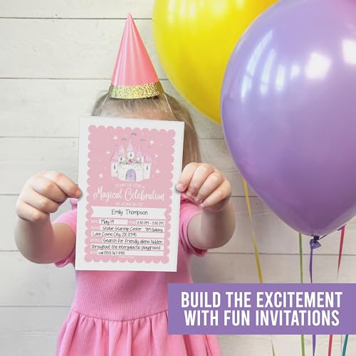 Invitación de fiesta infantil de princesa Hadley Designs para cumpleaños 7