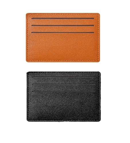 2 Pack RFID Blocking Leather Credit Card Holder，Slim Minimalist Front Pocket RFID Blocking Leather Wallets,Rfid Wallet Women，Minimalist Wallet for Men(6 card slots+1 money pocket)