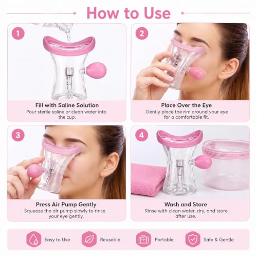 Image of Eye Wash Cup with Air Pump | Eye Cleaning Cup with Soft Silicone Rim | Reusable Eye Wash Cleaner for Daily Eye Hygiene | Portable Eye Rinse Cup for Men & Women