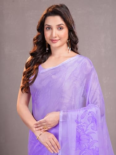 Image of Garden Vareli Floral Print Chiffon Saree