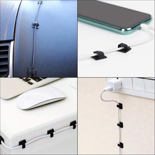 100 Cable Clamps, Wall Wire Brackets, Adhesive Cable Clamps Keep Cables Neat Under desks, Cars, and Computers (WCL-0805 White) miniatura 3