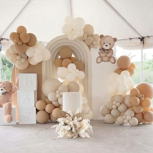 Image of White Nude Double Balloons, Neutral Balloons Double Stuffed Beige Balloons Pearl Sand White Balloons for Birthday Baby Shower Party Boho Theme Wedding Bridal Shower Anniversary Decorations Supplies