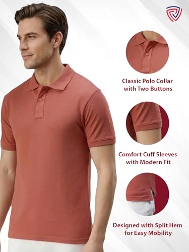 Image of Lux Cozi Men's Cotton Solid Polo Tshirt | Collar Tshirts | Half Sleeves | Stylish & Premium All Day Wear | Pack of 1