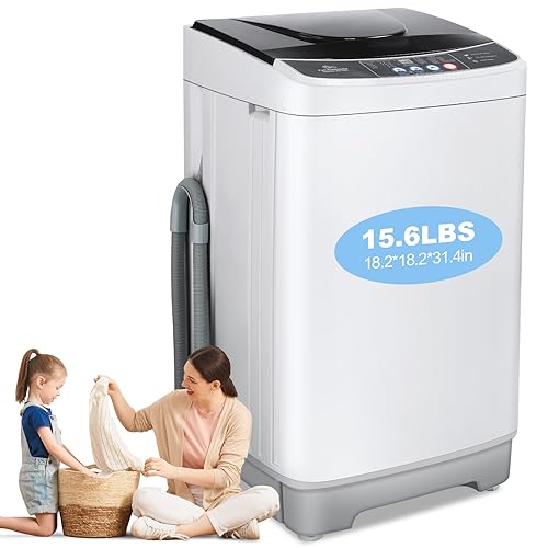 Nictemaw Portable Washing Machine 2.4 Cu.ft, 17.8Lbs Capacity Full Automatic Washer and Spin-Dryer Combo, 3 Water Temps Selections & 3 Water Levels & 8 Programs for RV Apartment Dorm