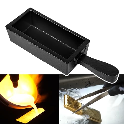CTcar Molde de lingote de hierro fundido para lingotes de oro de 100 onzas, pan de hierro fundido, ideal para fundir, fundir, fundir, terminar oro, plata, cobre, aluminio, latón, metales preciosos