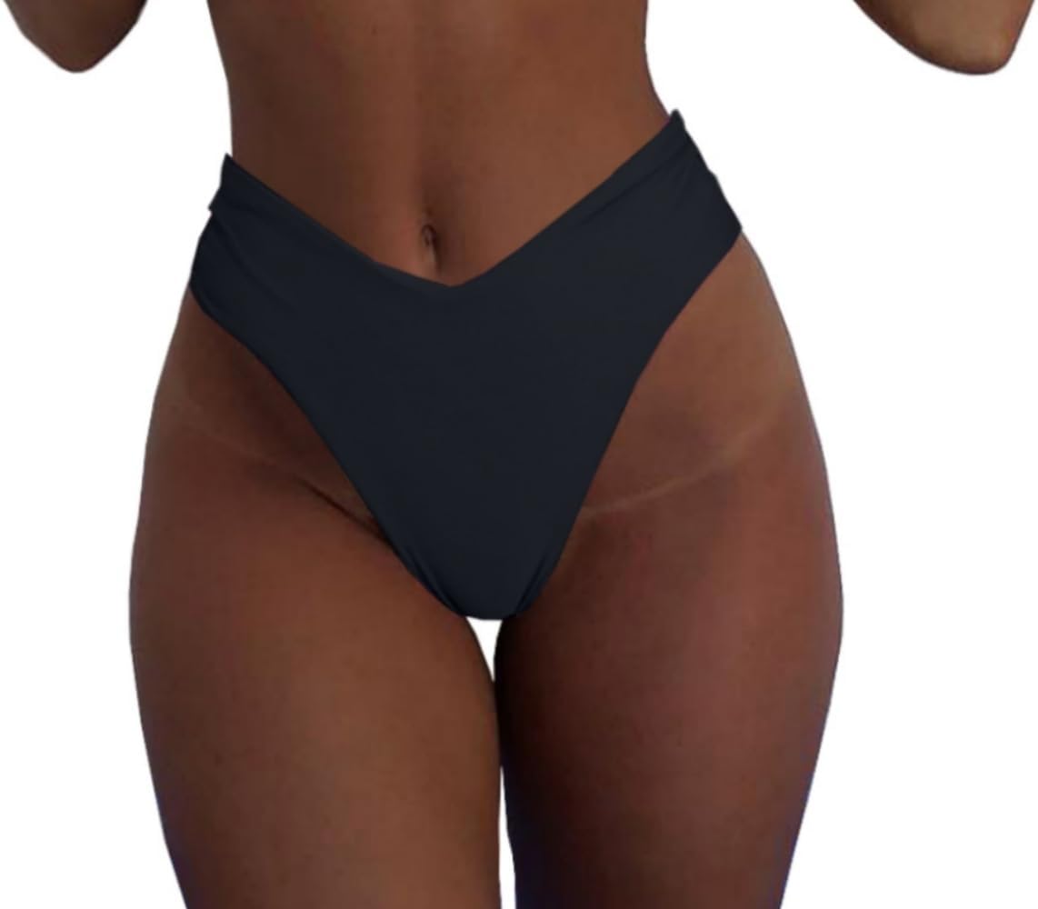 geluboao Women's Bikini Bottom Sexy V Cut High Cut Swimsuit High Waisted Bathing Suit Bottoms - Image 2