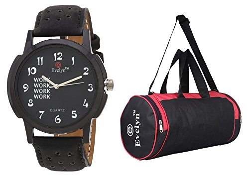 Evelyn Mens Watch & Gym Bag Combo(GBEVE-284)