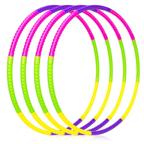 4 Stück Bunt Hoop Reifen für Kinder und Erwachsene 8 Kunststoff Abschnitte Farbig Hullahub für Kinder Geeignet für Drinnen und Draußen Fitness Tanz Gymnastikreifen Klassenzimmer Sport & Spiele