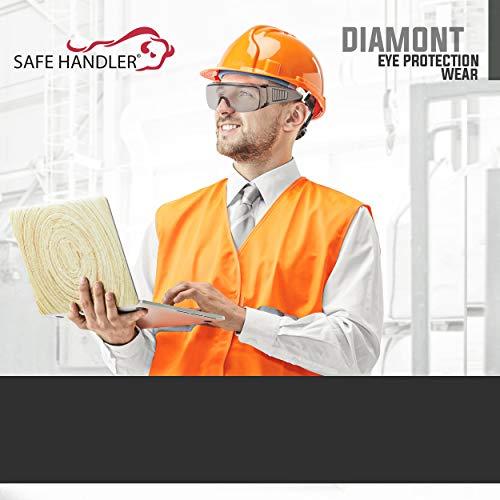 Image of SAFE HANDLER Diamont Gray Vented Over Glasses Safety Glasses, 12 Pack | ANSI Z87.1 & CE EN 166 Certified Impact Resistant, Fit over Prescription Goggles for Men & Women - Work, Lab & Industrial