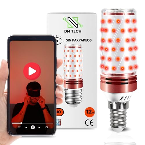 DM TECH | PACK bombilla roja melatonina para dormir rosca E14 + video técnicas preparacion para el sueño - luz roja para dormir- bombillas rojas - bombilla luz roja nocturna melatonina