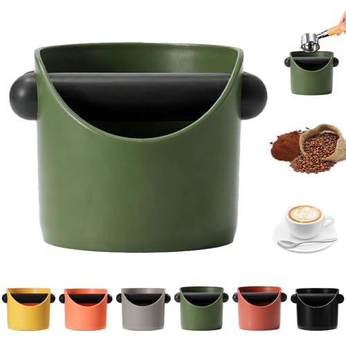 MORAINJAY Small Coffee Knock Box Army Green Espresso Coffee Grounds Bin with Removable Knock Bar Container Knock Box with Shock-Absorbent Non-Slip Base Grind Barista Machine Accessories