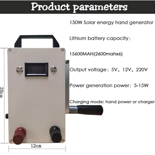 Generatore di mano di emergenza 150W AC 220V DC 12V USB 5V Alimentazione portatile con 5200mAh batteria per campeggio Sopravvivenza di sopravvivenza all'aperto Accampare affidabile Fonte di energia di