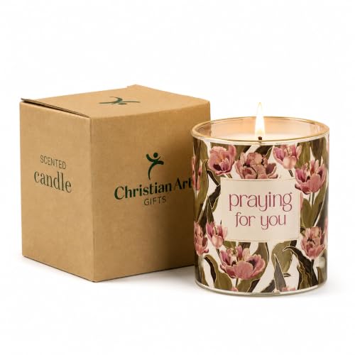 Image of Christian Art Gifts Praying for You Scented Candle: Soy Wax, Bible Verse
