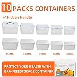 10 PCS Fruit Storage Containers for Fridge with Removable Colander, All-In-One Vegetable Berry Storage Containers for Washing, Draining, Freshness, the Largest Size with Handles（Maximum 4150ML） - Image 6