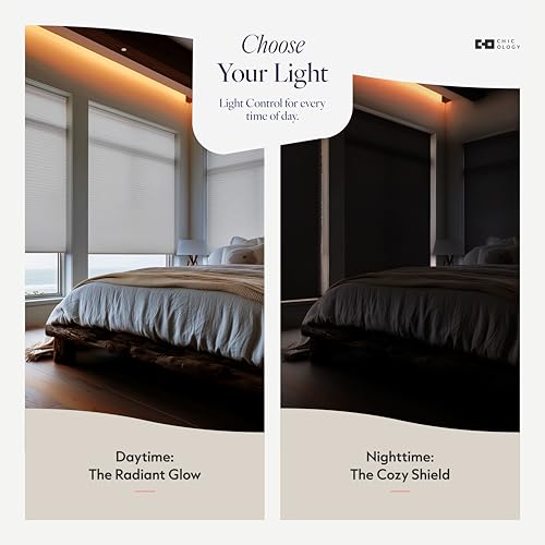 CHICOLOGY Cordless Cellular Shades Einzelzellige Fensterrollo, 89 cm B x 122 cm H, Abendnebel