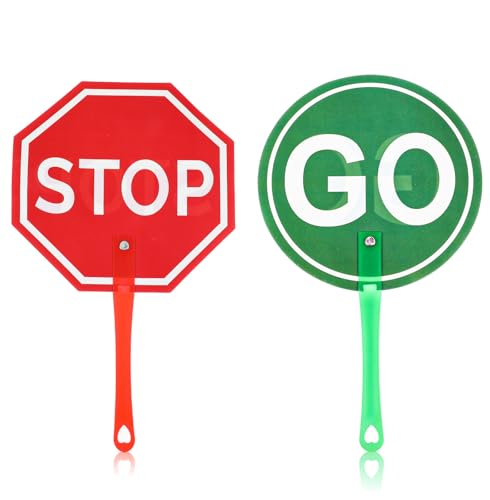 Shimmeroo 2 Pack Double Sided Stop Signs with Handle, Stop & Go Sign