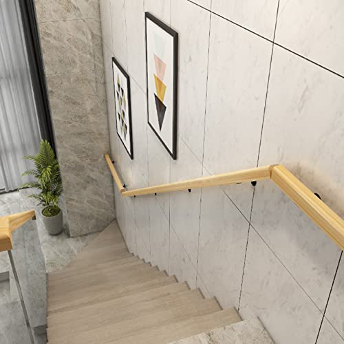 Railing escalier bois rectangulaire main courante murale 80cm