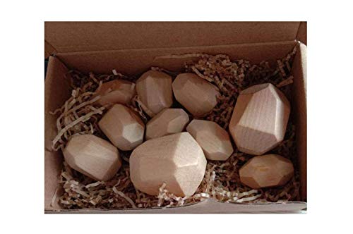 Preisvergleich Produktbild Holzbausteine Set, Handgefertigte Holzstein-Ausgleichsblöcke, Naturholzspielzeug, farbige Holzsteine Stapelspiel Rock Block Spiel Lernspielzeug für Kinder (Beige, 10pcs)