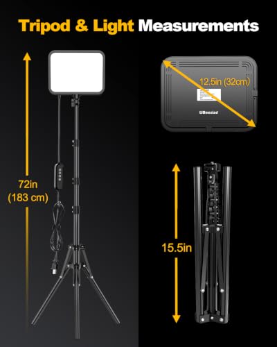 Image of UBeesize 1-Pack LED Video Light Kit with Tripod & Phone Holder | 3000-6500K Dimmable Lighting for Makeup, Gaming & Streaming