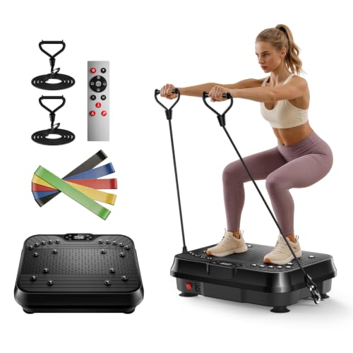 Image of Vibration Plate Exercise Machine Vibrate Platform Full Body Skaking Fitness | 250 Levels Shaker for Lymphatic Drainage Weight Loss with 5 Resistance Bands LED Screen 350lbs Fat Burn Women Home Gym Office