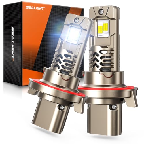 Image of SEALIGHT H13 /9008 LED Bulbs, 50,000LM 10X Super Brighter, 1:1 Origin Size, 6500K Cool White, 70000Hrs Long Service Life with Cooling Fan, IP68 Waterproof, Plug and Play, Pack of 2
