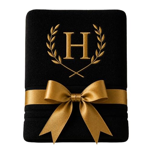 Men & Women Initial Bath Towel (30x60 Inches) | 100% Cotton Premium Towel with Large Monogram Letter (A–Z) & Leaf Embroidery | Soft, Highly Absorbent | Personalized Gift & Daily Use - (Black, H)-image-48