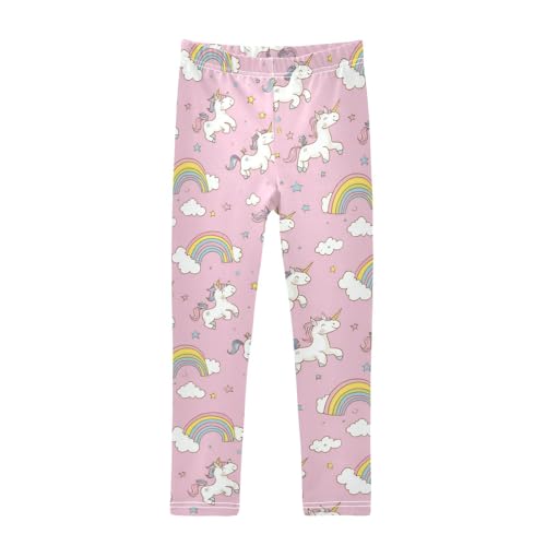 Girls Leggings Cartoon Unicorn Rainbow Star Kids Length Leggings Pants Athletic Yoga Pants Toddler Tights Trousers 4T