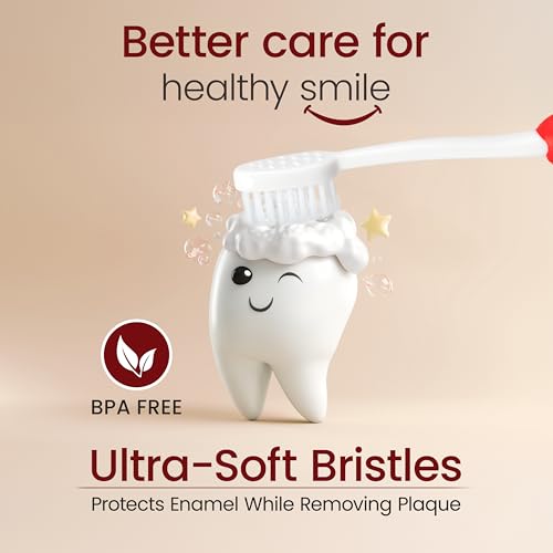 Image of LuvLap Croco Baby Toothbrush with Extra Soft Bristles, Gentle on Enamel, Easy To Hold, Rounded Head Brush For Kids with Hygiene Cap, BPA Free, Toothbrush for Kids, Baby Brush for 1+ Years, Pack of 2
