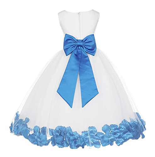 White Tulle Rose Petals Flower Girl Dress Tulle Dress Christening Dress 302T 12