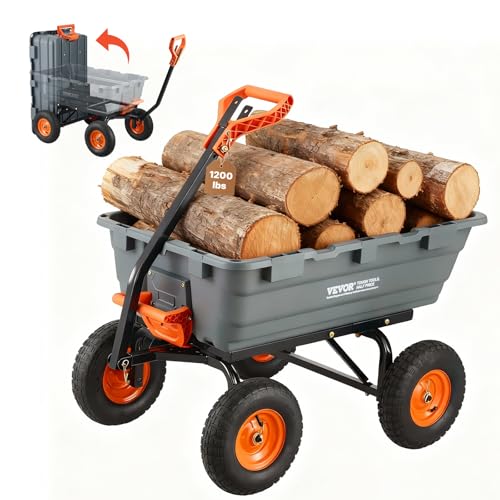 VEVOR 1200lbs 7Cu.Ft. Garden Dump Cart with 2-in-1...