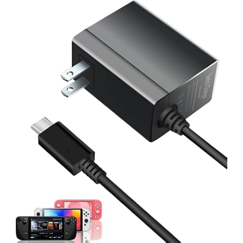 Charger for Nintendo Switch, 45W AC Adapter Power for Switch, Compatible with Switch Lite/OLED/Steam Deck, Switch Fast Charging Output 15V 3A with 5FT USB C Charger Cable, Support Switch TV Dock Mode Cover
