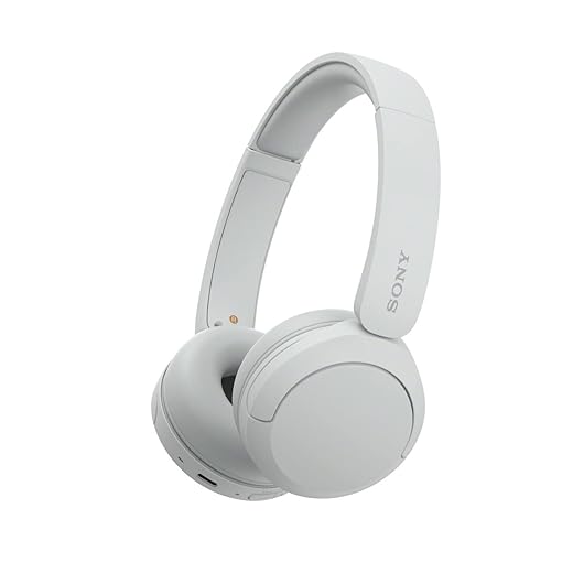 Sony WH-CH520 Wireless Headphones Bluetooth On-Ear Headset with Microphone and up to 50 Hours Battery Life with Quick Charging, White