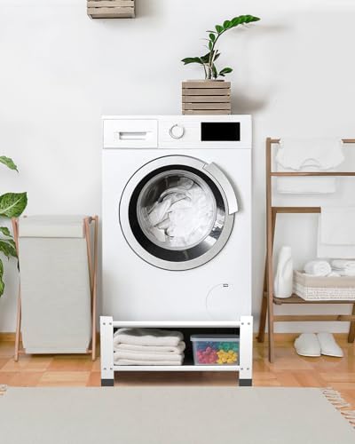 Washer Dryer Laundry Pedestals Base with Storage Shelf,Washer and Dryer Stand Universal Platform,28.3" Lx28.3" Wx14" H,660lbs Capacity, Heavy Duty Steel Multi-Functional Base for Washing Machine