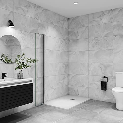 AICA paroi de douche à l'italienne pivotante 45x200cm paroi de douche retour pivotant mural en verre 8mm anticalcaire, profilé en alu chromé – vue 3