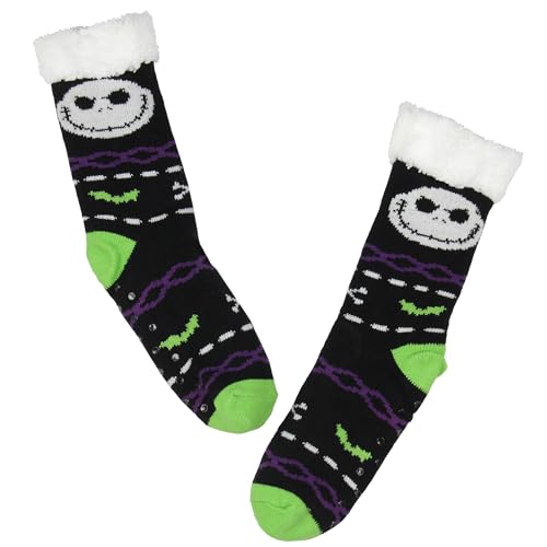 Bioworld The Nightmare Before Christmas Jack Skellington Adult Thick Sherpa Lined Home Thick Slipper Socks With Non-Slip Sole For Women or Men2