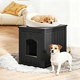 Fancyango Outdoor & Indoor Dog House for Weatherproof and Stylish Furniture, Dog House Outdoor, Multi - Use for Small and Medium Dogs (Classic Black, 22.8' L × 17.7' W × 21.7' H)