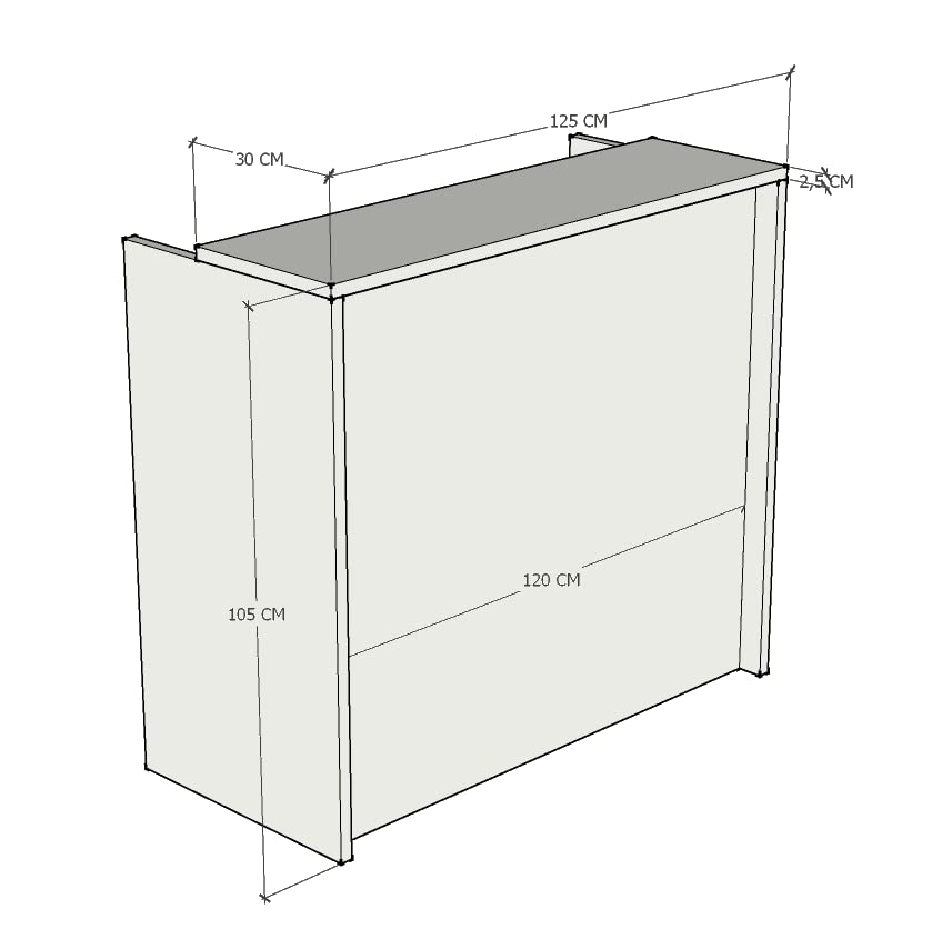 MOSTRADOR de Recepción y Oficina. Fácil Montaje. Laminado con Frontal Color Acacia DE 25mm DE Grosor. Fabricado EN ESPAÑA. Envio a Toda la Peninsula. (125x105x50 cm)