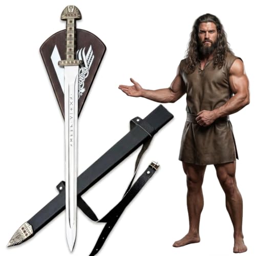37-Inch Ragnar Viking Sword Replica with Scabbard, Belt & Wall Mount – Alloy Steel Blade Norse Warrior Sword for Collectors, Display, Cosplay, LARP & Home Decor (Ragnar Sword)