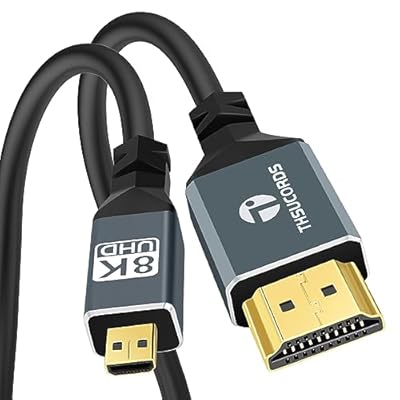 Thsucords 8K Micro HDMI to HDMI Cable 6.6FT, Flexible Soft & Slim Micro HDMI 2.1 Cord 48Gbps High Speed 8K@60hz, 4K@120hz for GoPro, Raspberry,Pi 4, Sony Camera,Nikon