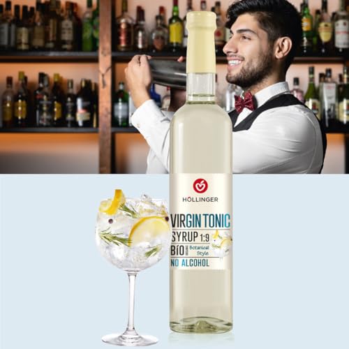 Höllinger Bio Cocktailsirup Virgin Tonic - Vegan, 3x500ml Glas Flasche - alkoholfreier Cocktail