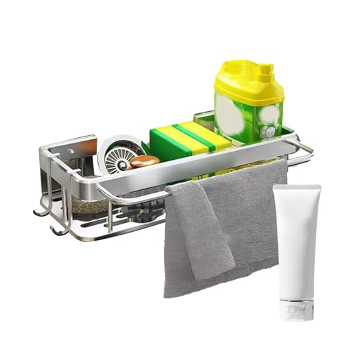 Holdes Soporte de esponja para fregadero de cocina, soporte de drenaje montado en la pared para paños de cocina | Organización de cocina para cocina, inodoro, lavabo, apartamento, dormitorio para