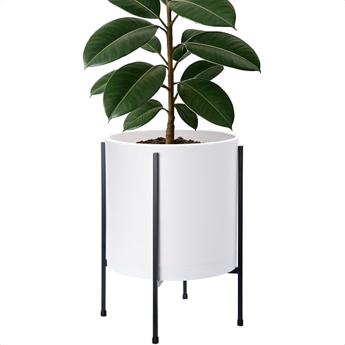 D'vine Dev Plastic Planter Pot with Metal Stand, White, 12 in, 55-D-A-3 by D'vine Dev - Used condition - Image 4