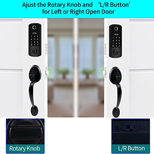 Bebasia Fingerprint Door Lock With Handles, Keyless Entry Door Lock, Auto Lock & 1 Touch Locking, Anti-Peeping Password, 300 Users, Ic Cards, Oled Display Electronic Smart Deadbolt (Black) #TOP5