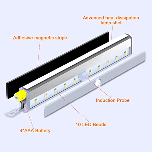Deitybless 6 Pack Led Motion Sensor Lights, 10 Led Closet Battery Operated Lights, Stick-On Anywhere Magnetic Night Light Bar, Led Safe Light Indoor For Closet Stairs Wardrobe #TOP4