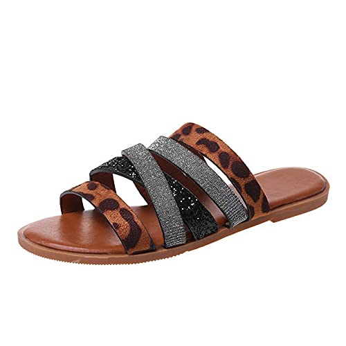 Flat Sandals for Women Dressy Slip On Slides Slippers Strappy Open Toe Comfortable Sandals Casual Beach Walking Shoes