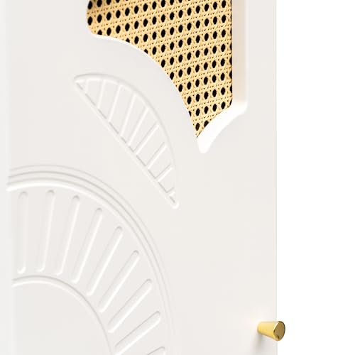 Image of Rocco Exotica Premium Shoe Cabinet | Engineered Wood Shoe Rack with Rattan Design and Soft Close Doors| Store Books, Crockery, Files or Shoes | Scratch Resistant Matte Finish (12 Pair)